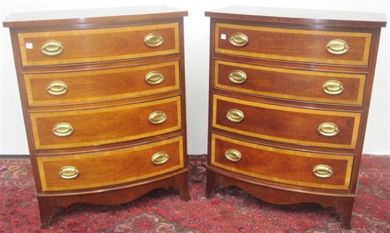 Appraisal: PAIR OF BACHELORS CHESTS Georgian style banded mahogany Each fitted