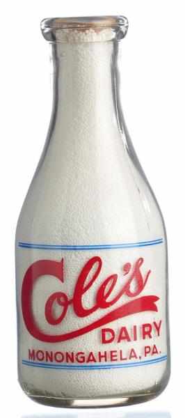 Appraisal: Cole s Dairy Milk Bottle Description Monongahela PA Condition Excellent