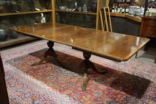 Appraisal: Duncan Phyfe style double pedestal mahogany dining table having a