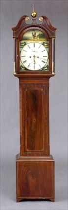 Appraisal: GEORGE III INLAID MAHOGANY LONGCASE CLOCK The in painted brass