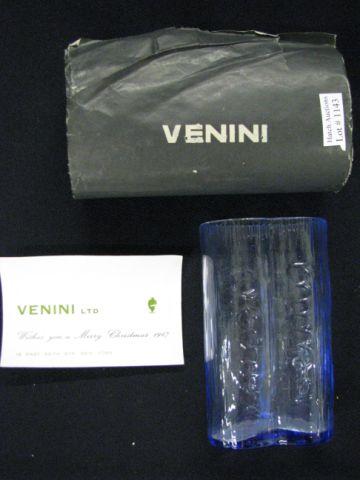 Appraisal: Venini Italian Art Glass Vase cobalt see card in Chirstman