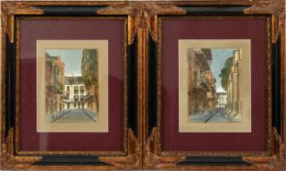 Appraisal: WELLER WATERCOLOR FRENCH QUARTERS ' ' PAIR WELLER WATERCOLOR FRENCH