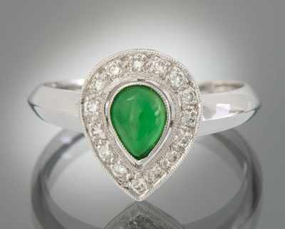 Appraisal: A Ladies' Jadeite and Diamond Ring k white gold ring