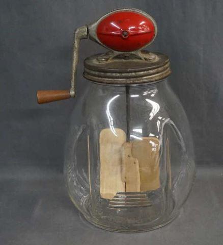 Appraisal: Original vintage Dazey red top quart butter churn with original