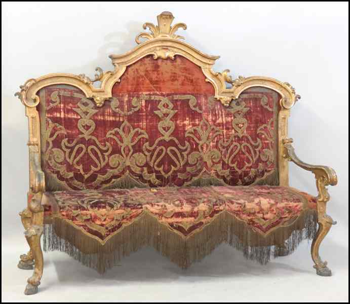 Appraisal: ITALIAN VENETIAN BAROQUE BENCH Giltwood and gesso H '' W