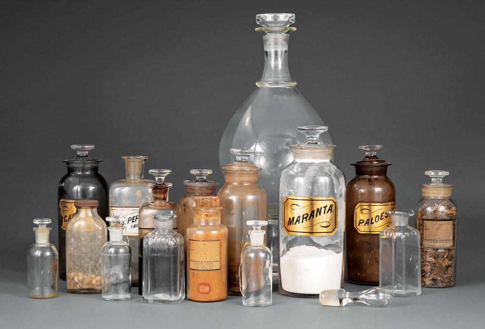 Appraisal: Collection of Sixteen Antique and Vintage Glass Apothecary Jars and