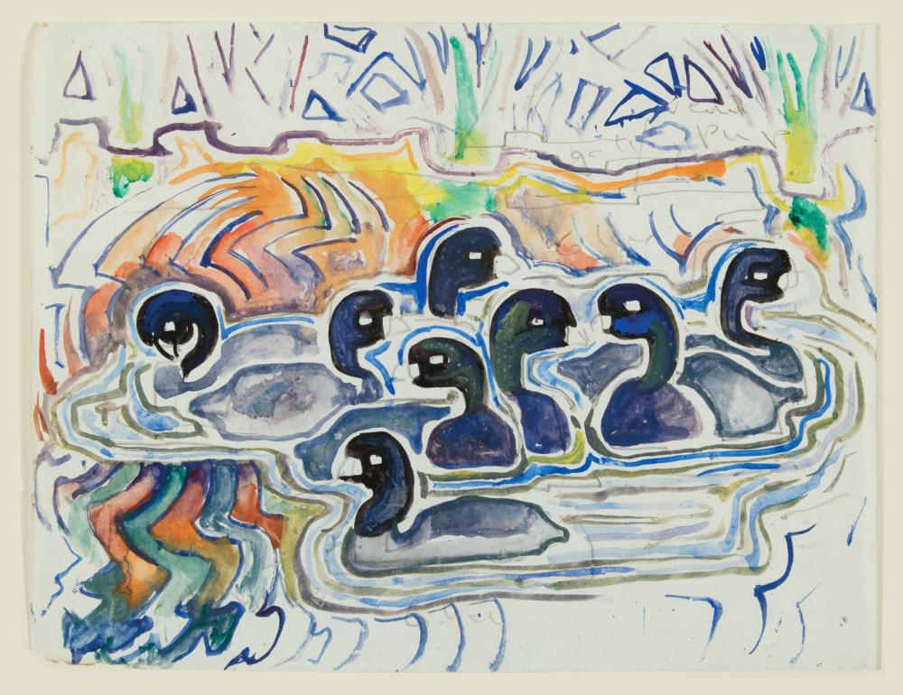 Appraisal: Walter Inglis Anderson American Mississippi - Coots in Lagoon watercolor