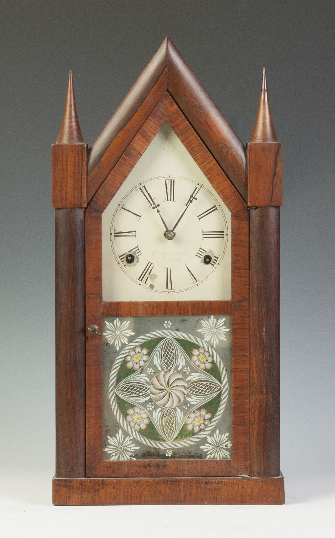 Appraisal: Smith Goodrich Steeple Clock Rosewood case old possibly original Original