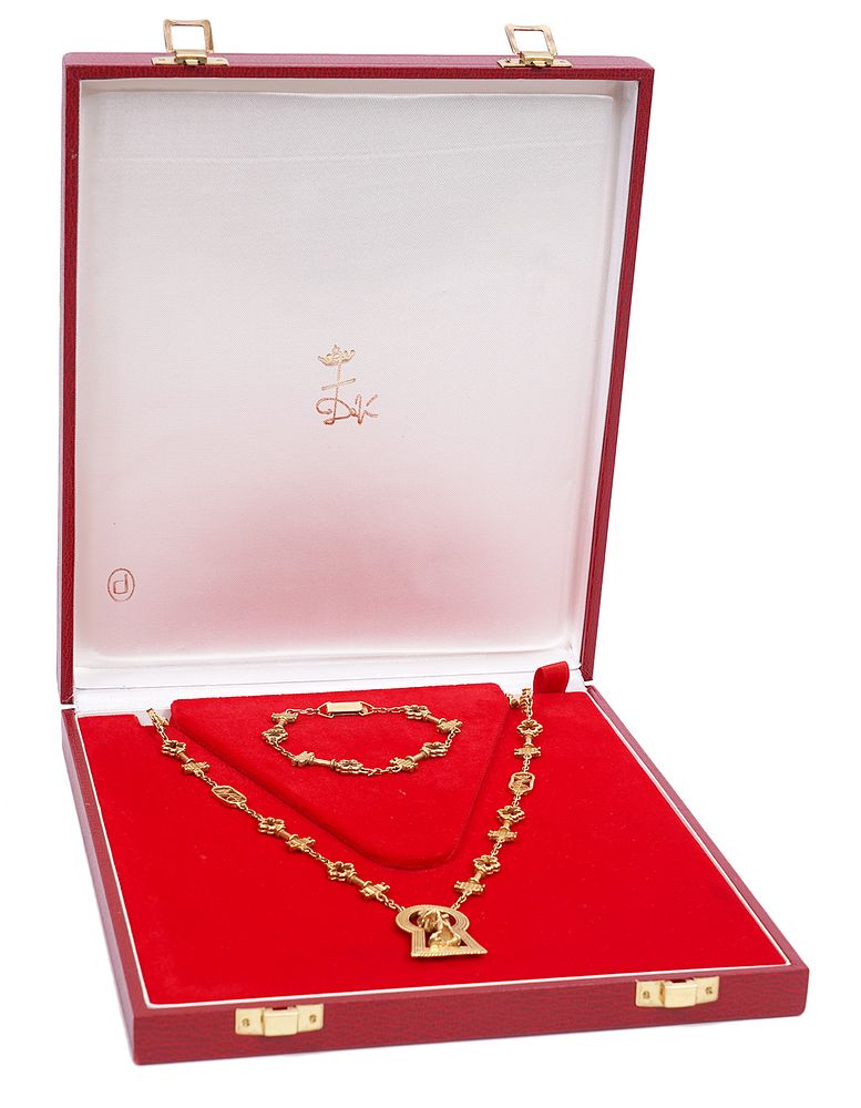 Appraisal: K YG Salvador Dali Necklace Bracelet K yellow gold Salvador