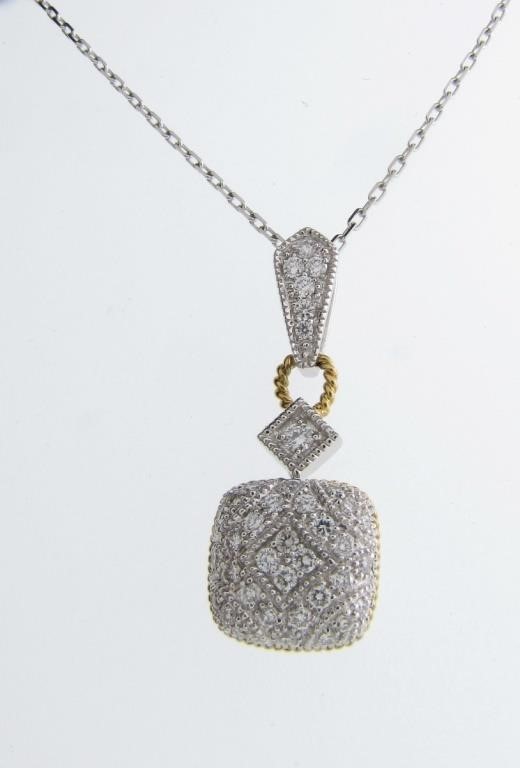 Appraisal: Lovely K white gold pendant featuring a cushion style mm