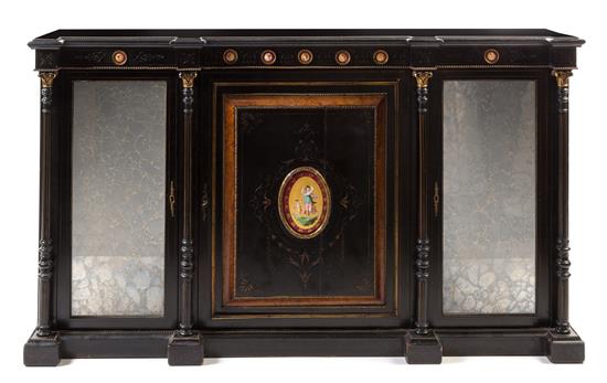 Appraisal: Sale Lot A Victorian Ebonized Wood and Porcelain Mounted Sideboard