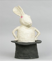 Appraisal: Ceramic Rabbit in a Hat by Aguirre Dated Untitled polychromed