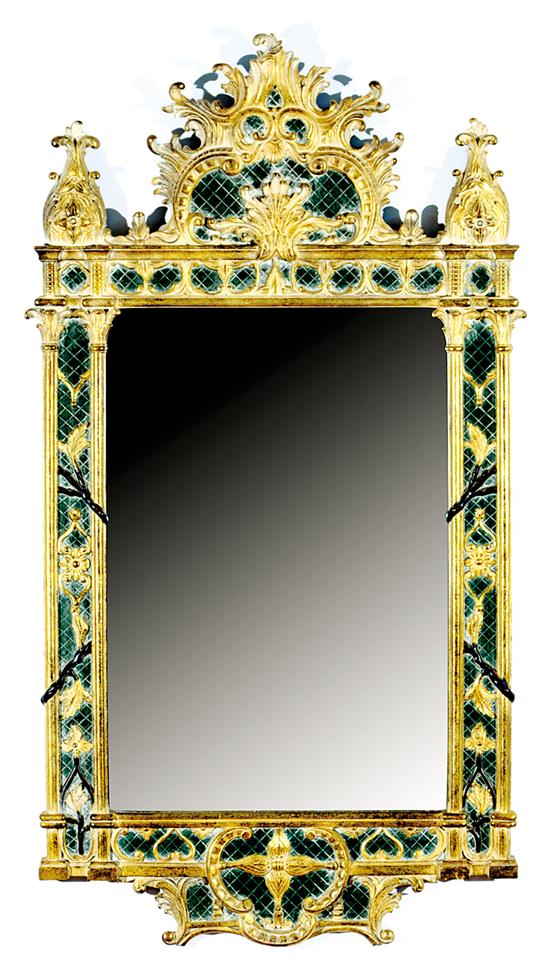 Appraisal: Carved painted mirror H W