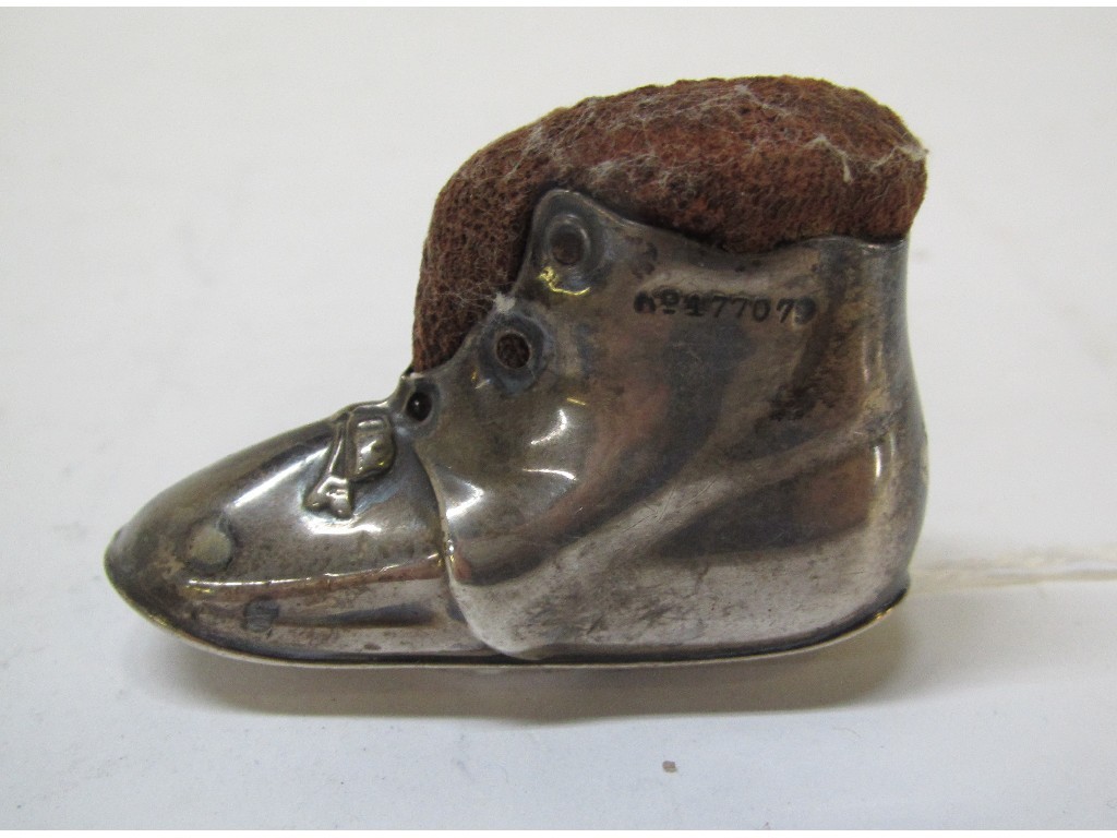 Appraisal: Novelty silver pin cushion modelled as a boot Birmingham