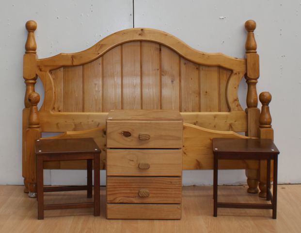 Appraisal: A stained pine double bed together with a stained pine