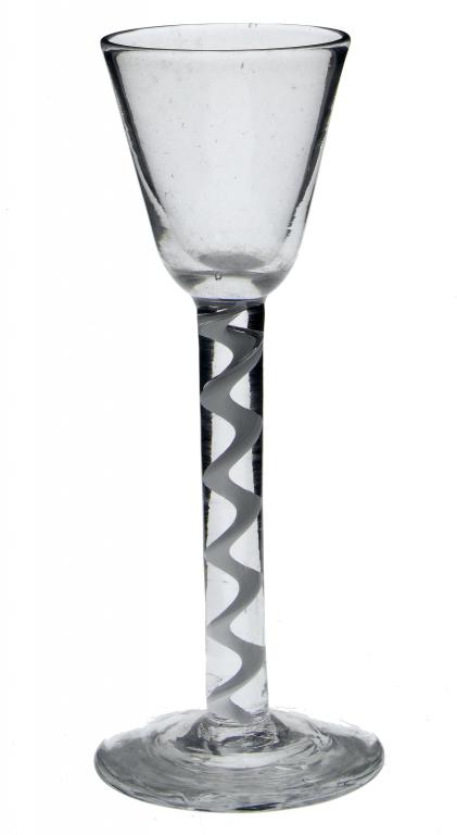 Appraisal: A WINE GLASS the rounded funnel bowl on single series