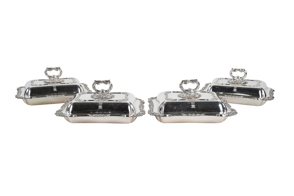 Appraisal: SET OF FOUR SHEFFIELD SILVERPLATE COVERED DISHESsecond quarter th century