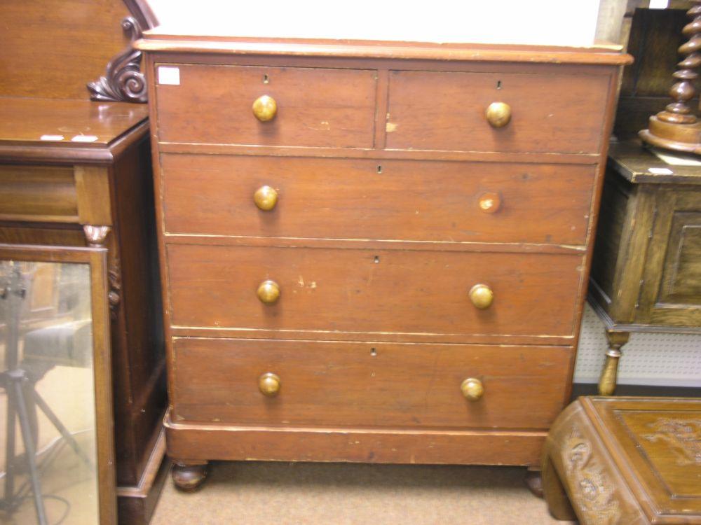 Appraisal: A Victorian stained pine chest two short and three long