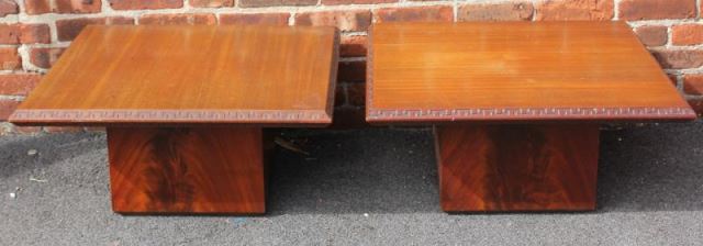 Appraisal: Midcentury Pair of Frank Lloyd Wright End Tables Signed on