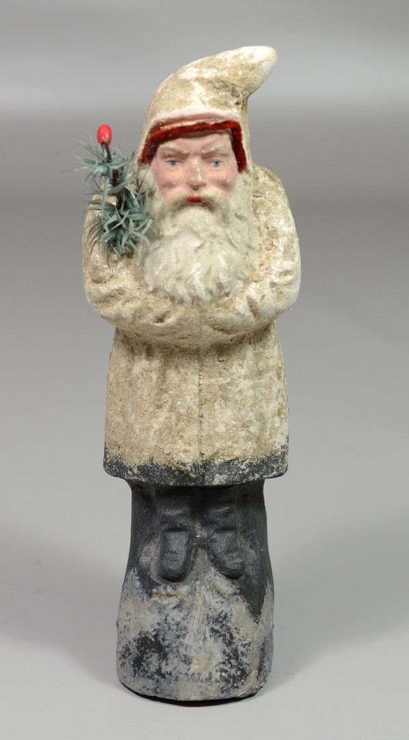 Appraisal: Paper mache Santa candy container white robe with mica flecks