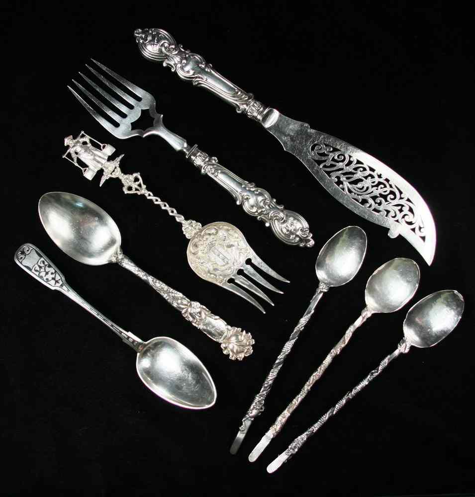 Appraisal: GROUP STERLING SPOONS ETC - Including '' Dutch Silver Fork