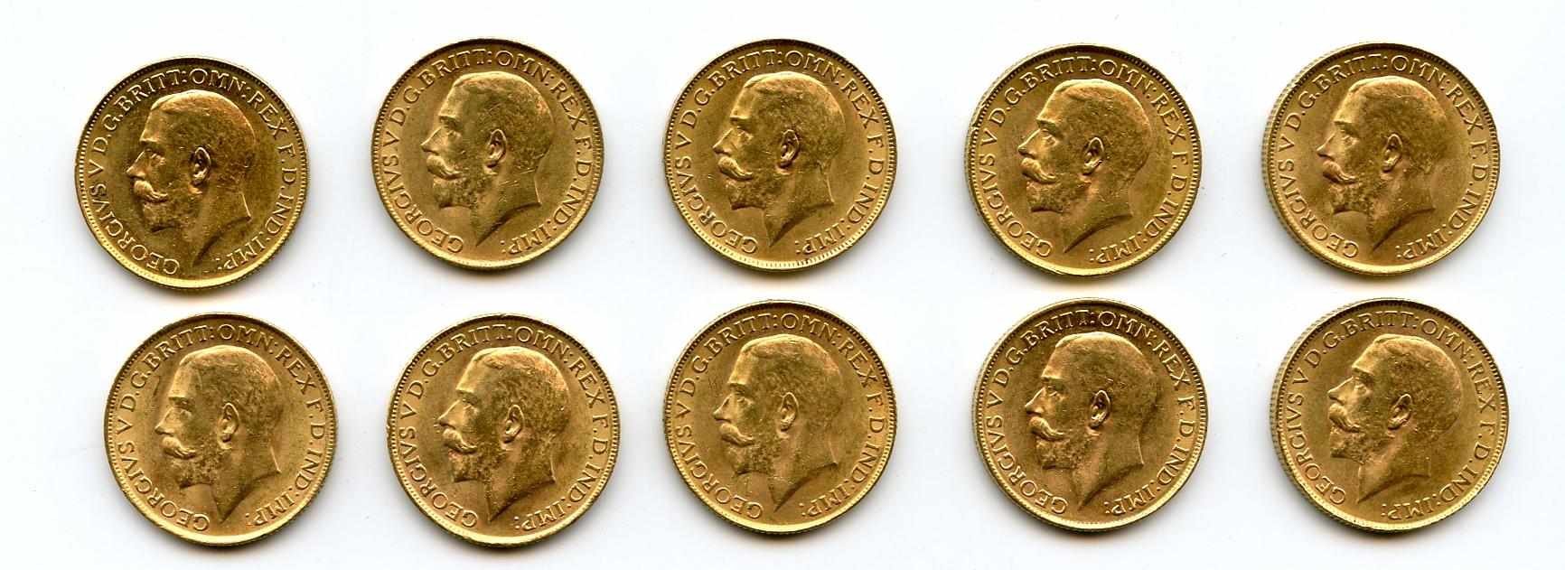 Appraisal: South Africa George V Sovereigns -SA KM- A notable large