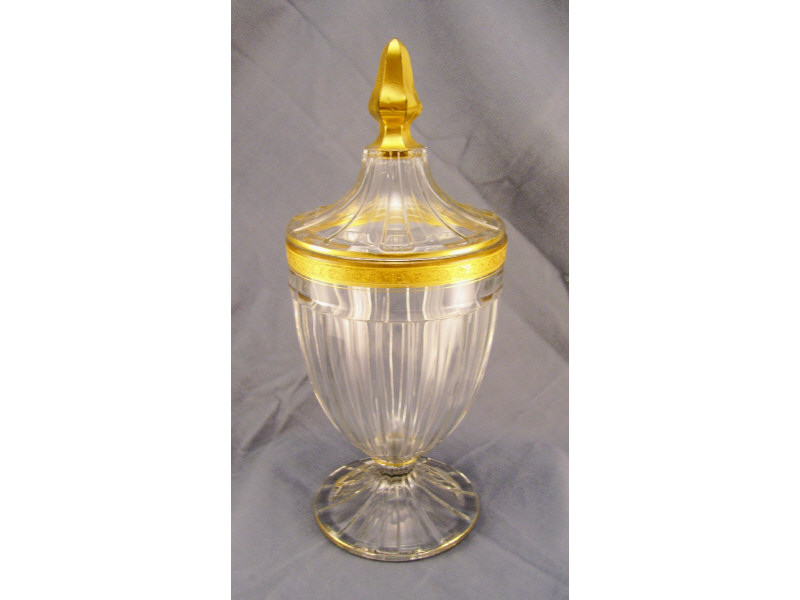 Appraisal: Heisey Ribbed Covered Jar Clear glass lidded jar with a