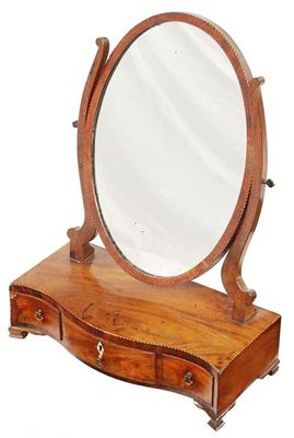 Appraisal: A George III mahogany dressing table mirror inlaid chequer stringing