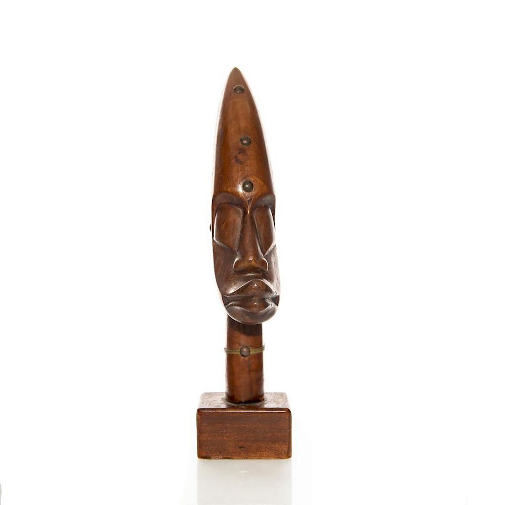 Appraisal: MANGBETU INSPIRED WOOD CARVING AFRICAN ART Hand carved tribal head