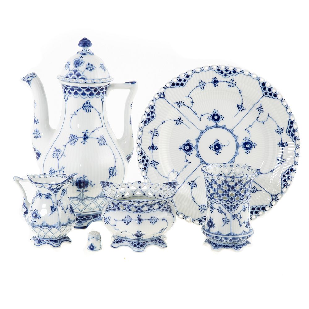 Appraisal: Royal Copenhagen Blue Fluted Lace Dinner Service Partial dinner service