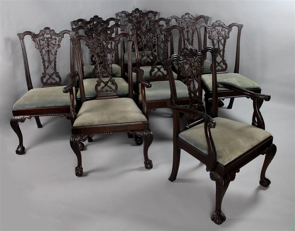 Appraisal: SET OF TEN CENTENNIAL CHIPPENDALE STYLE DINING CHAIRS INCLUDING TWO