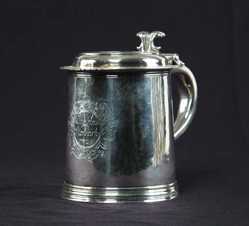 Appraisal: OUTSTANDING WILLIAM III SILVER TANKARD By Joseph Ward London Tapering