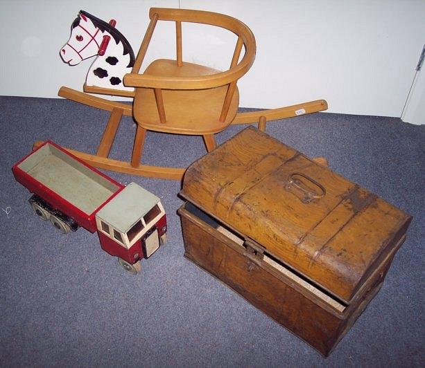 Appraisal: A Herlag rocking horse cm long a model RAF truck