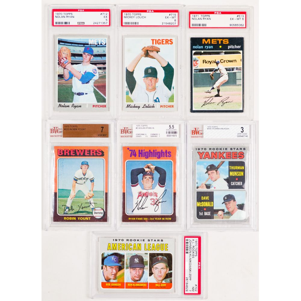 Appraisal: TOPPS BASEBALL PSA BVG ASSORTMENT graded cards including NM- PSA