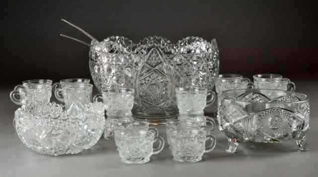 Appraisal: Pressed Glass - Punchbowl Glasses PlatesA variety of pressed glassware