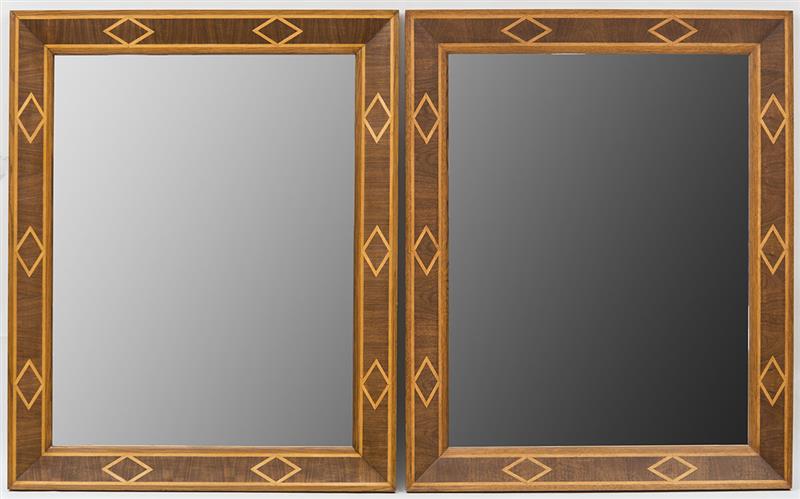 Appraisal: Pair of Mirrors American c White oak sycamore walnut x