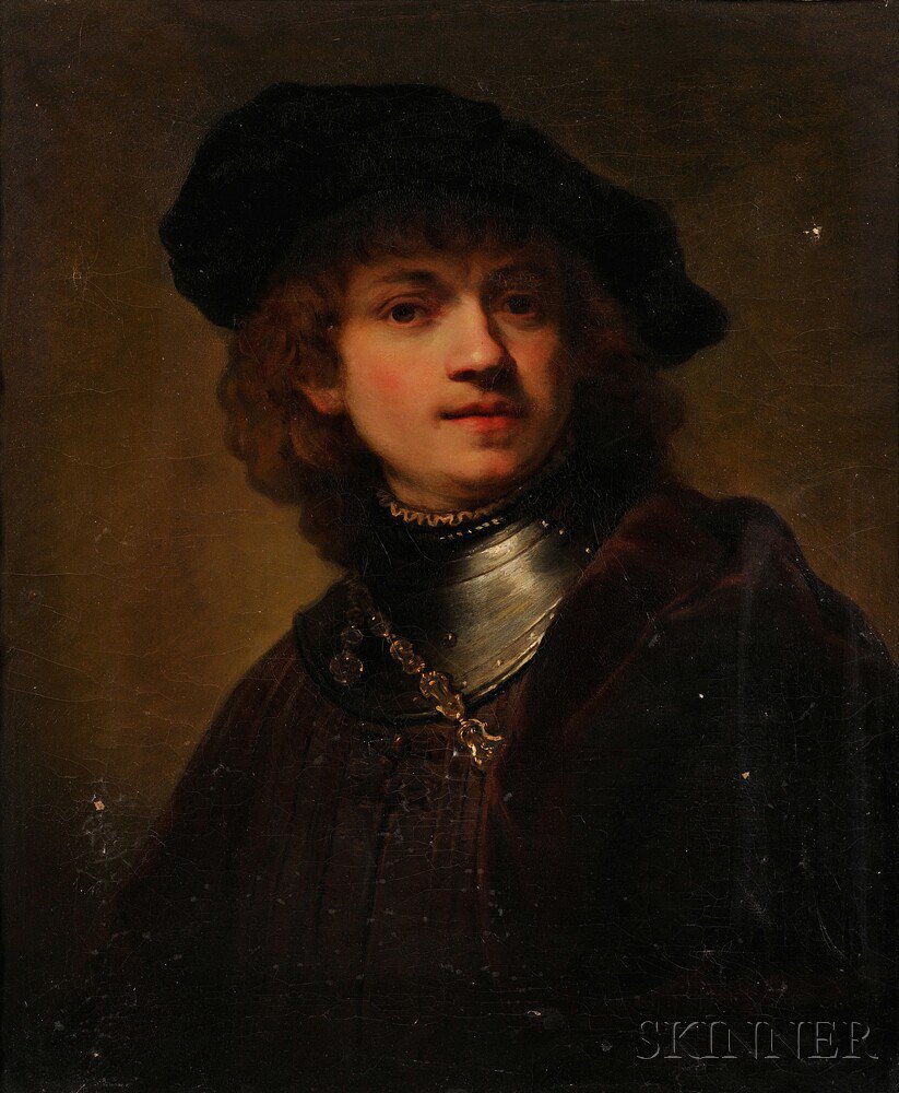 Appraisal: Continental School th th Century Copy After Rembrandt's Self-Portrait as