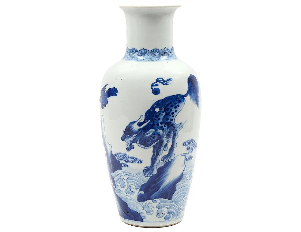 Appraisal: GOOD BLUE AND WHITE PORCELAIN VASE Chinese Qing Dynasty Of