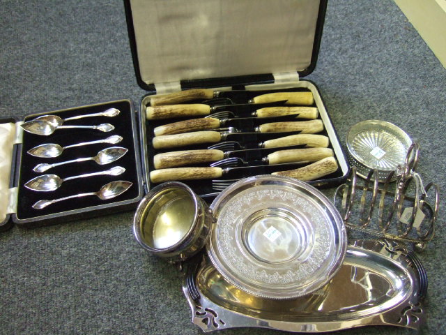 Appraisal: Mostly plated wares comprising a set of six pairs of