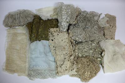 Appraisal: A lace and gilded thread dress border various lace veils