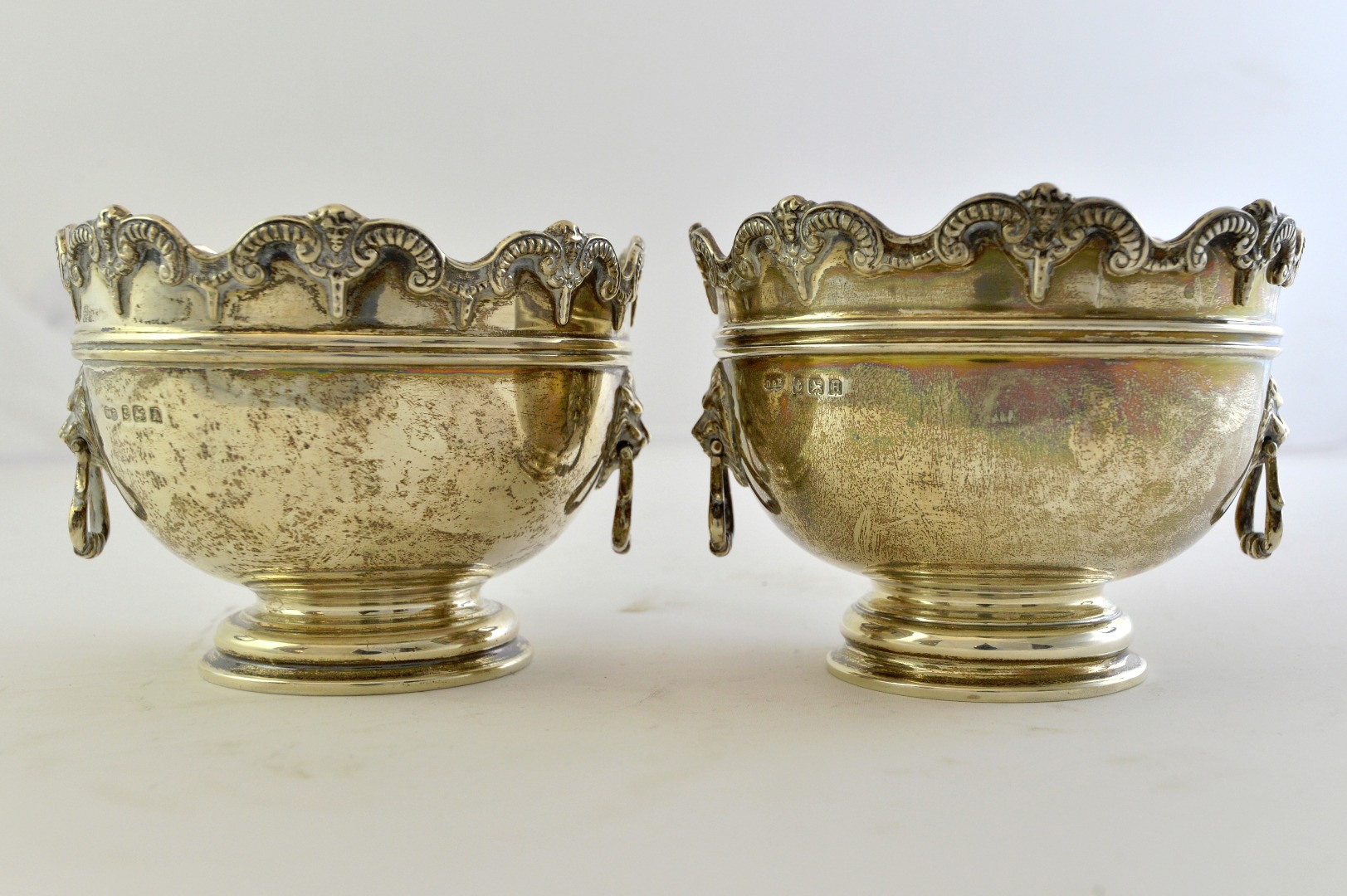 Appraisal: Two similar silver bowls each of twin handled Monteith form