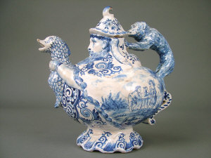 Appraisal: A Dutch delft blue and white teapot and cover th