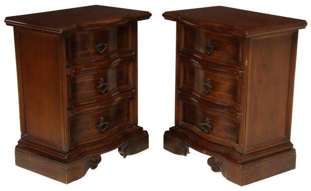 Appraisal: pair Italian bedside tables nightstands th c having shaped top