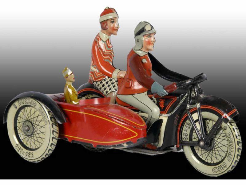 Appraisal: German Tippco Tin Wind-Up Motorcycle with Sidecar Description '' L