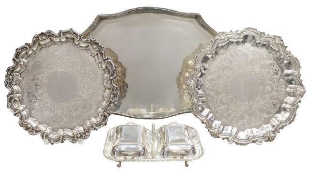 Appraisal: lot of English and American silver plate tableware comprising oblong