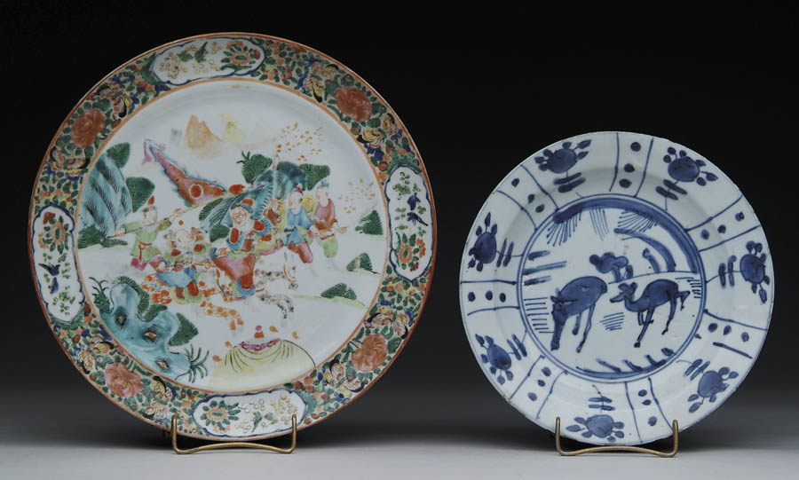 Appraisal: TWO CHINESE EXPORT PLATES - Famille Rose plate having butterfly