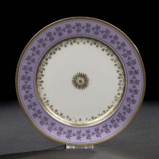 Appraisal: Attractive Sevres Lavender-Bordered and Parcel-Gilt Porcelain Plate second quarter th