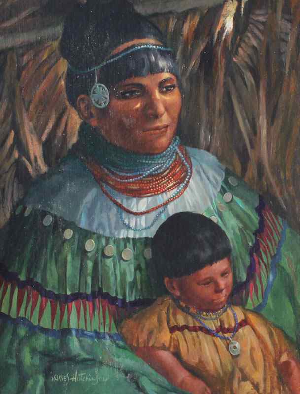 Appraisal: HUTCHINSON James American - Seminole Woman and Child Oil Canvas