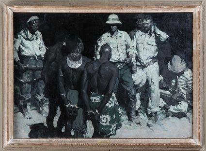 Appraisal: MEAD SCHAEFFER - PARADISE POACHERS Oil on canvas x in