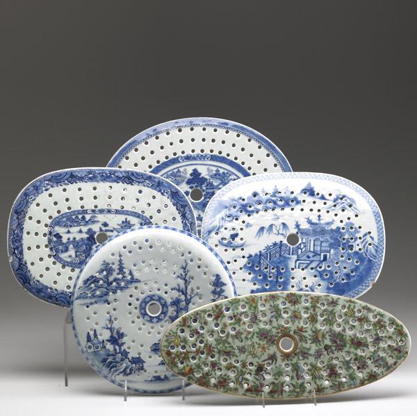 Appraisal: CHINESE EXPORT Grouping of five trivets four blue and white